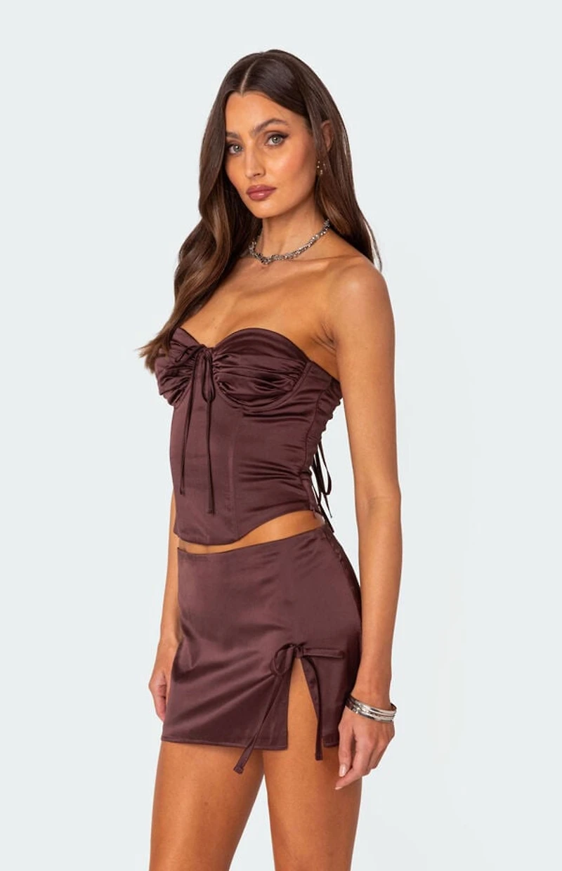 Edikted Bea Satin Lace Up Corset