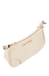 True Religion Cream Trapunto Logo Shoulder Bag