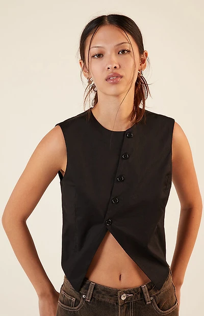 LA Hearts Button Up Asymmetrical Top