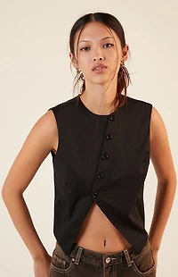 LA Hearts Button Up Asymmetrical Top