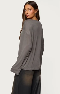 Edikted Oversized Semi Sheer Long Sleeve T-Shirt