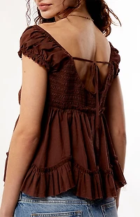 Your Favorite Ellie Lace Trim Button Front Top