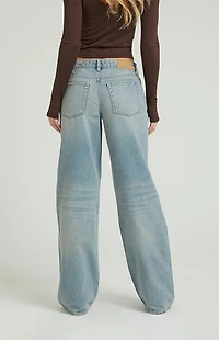 Pacsun Casey Low Rise Baggy Jeans Grommet Light Indigo