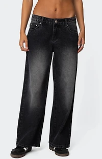 Edikted Petite Magda Low Rise Acid Wash Jeans
