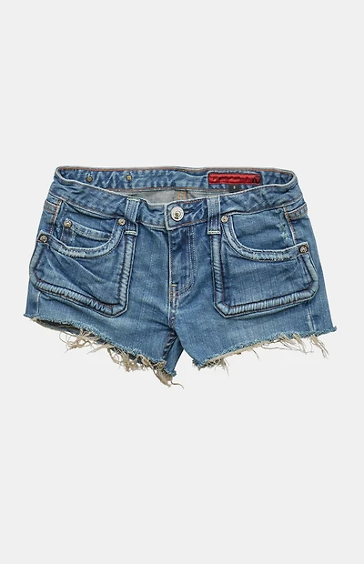 PS VINTAGE 2000s Y2K Medium Blue Low Rise Micro Jean Shorts