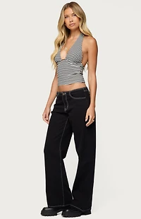 Edikted Sage Striped Halter Top