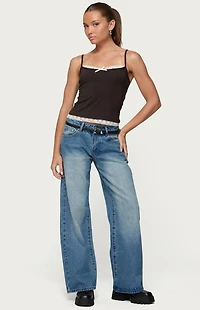 Edikted Adriel Contrast Lacey Tank Top