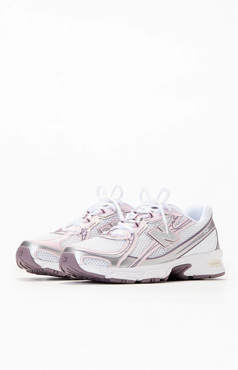 New Balance White & Pink 740 Sneakers