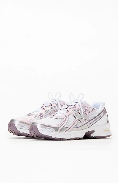 New Balance White & Pink 740 Sneakers