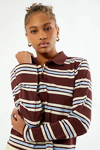 Your Favorite Megan Striped Long Sleeve Polo Shirt