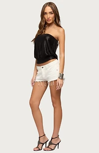 Edikted Leira Silky Sparkly Strapless Top