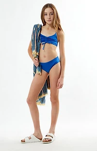Pacsun Kids Blue Cinched Tank & Mid Rise Bikini Set
