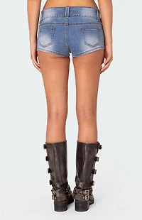 Edikted Honey Low Rise Denim Micro Shorts