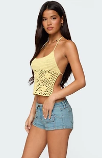 Edikted Miel Crochet Backless Halter Top