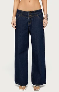 Edikted Petite Meredith Low Rise Wide Leg Jeans