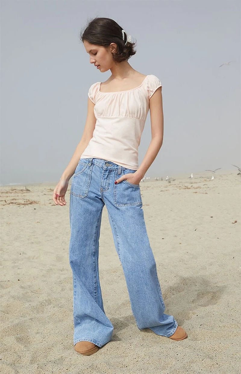 John Galt Pink Casey Ruched Top