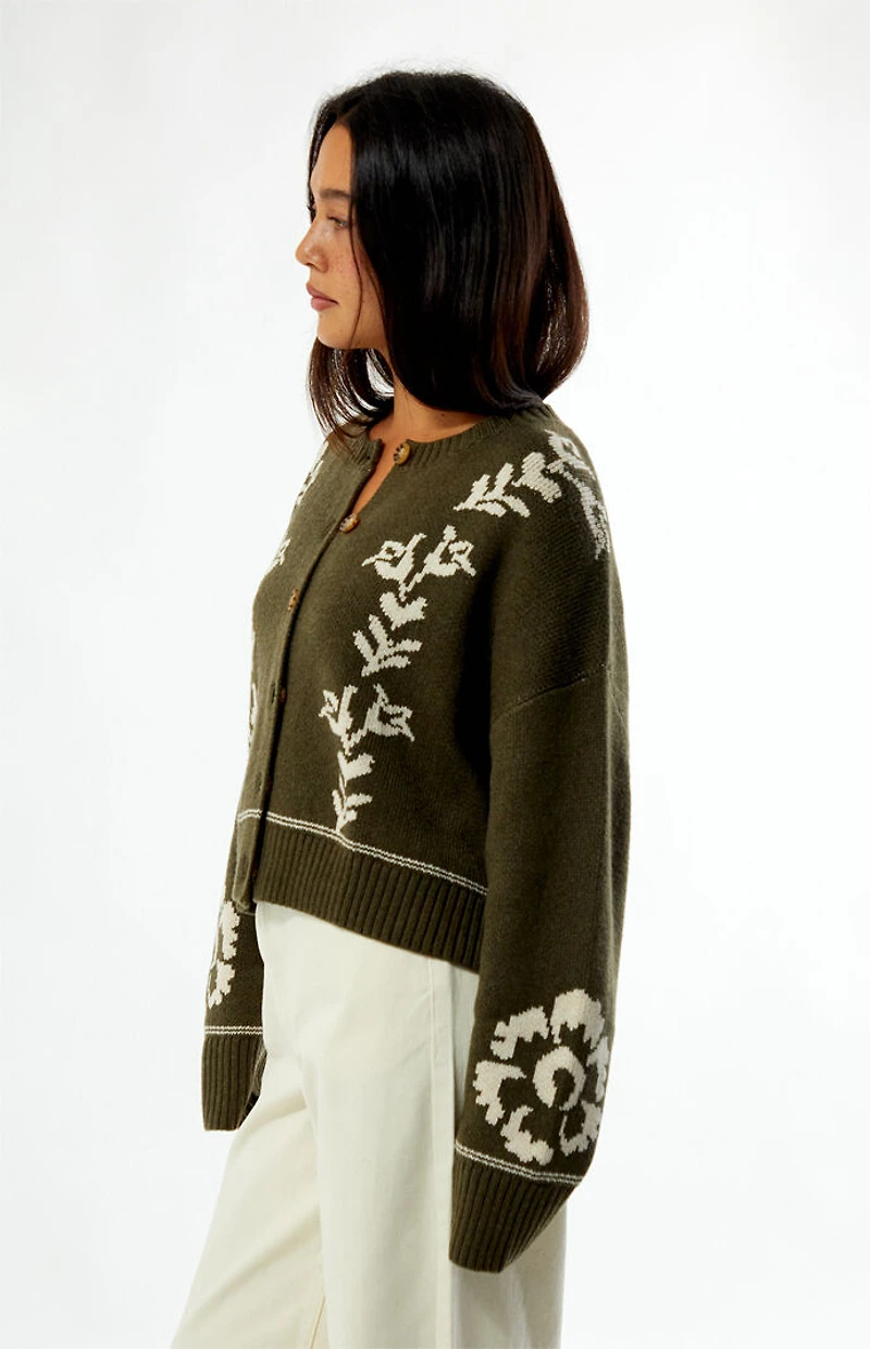 Rhythm Antique Floral Cropped Cardigan