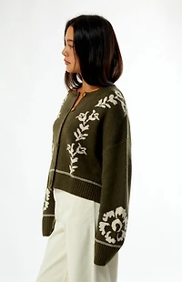 Rhythm Antique Floral Cropped Cardigan