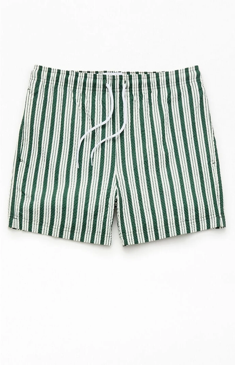 Pacsun Green Beach Striped 4.5 Swim Trunks