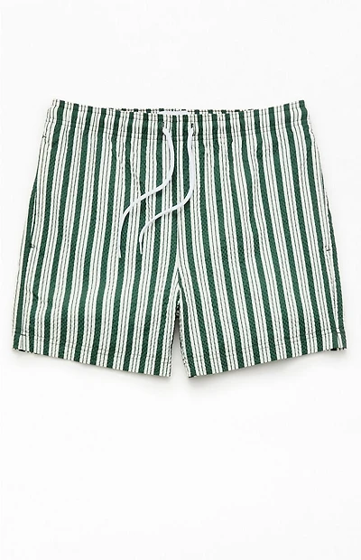 Pacsun Green Beach Striped 4.5 Swim Trunks