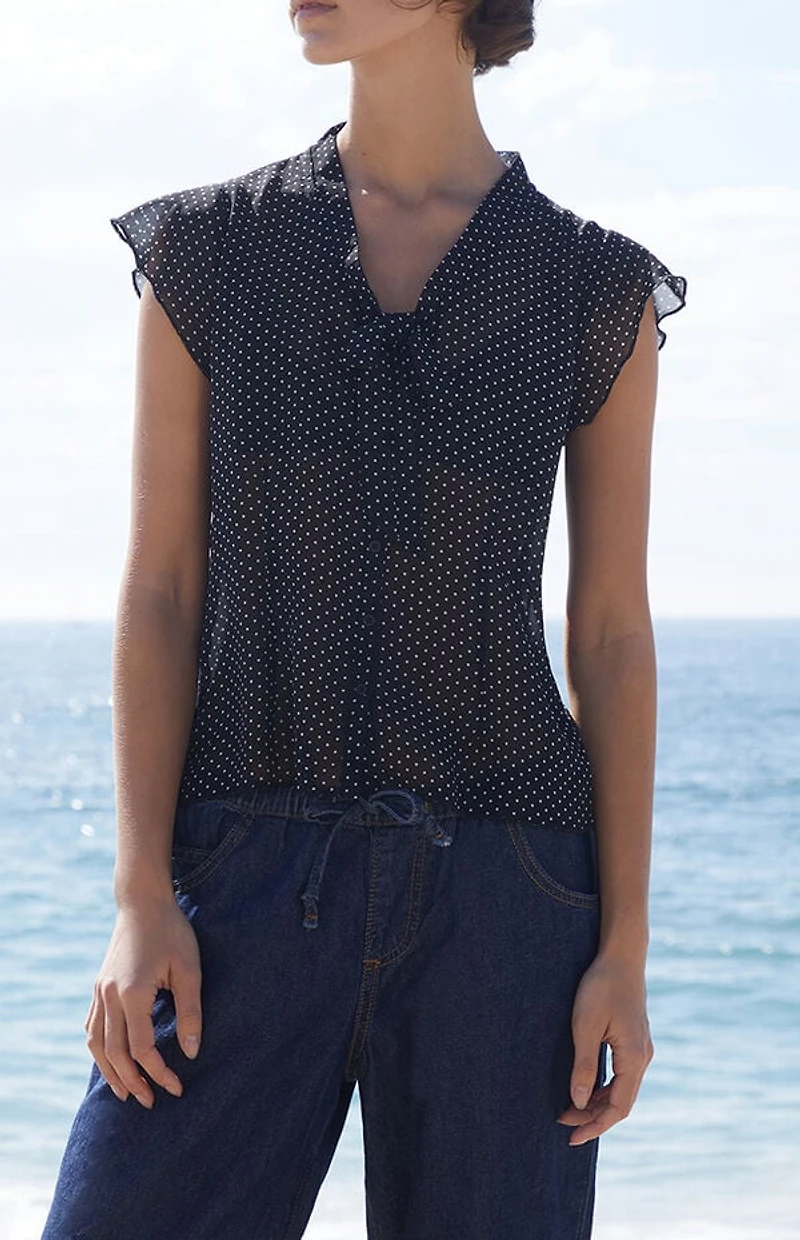 John Galt Polka Dot Tie Top