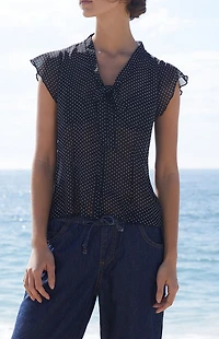 John Galt Polka Dot Tie Top