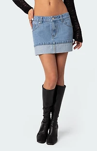 Edikted Folded Denim Mini Skirt