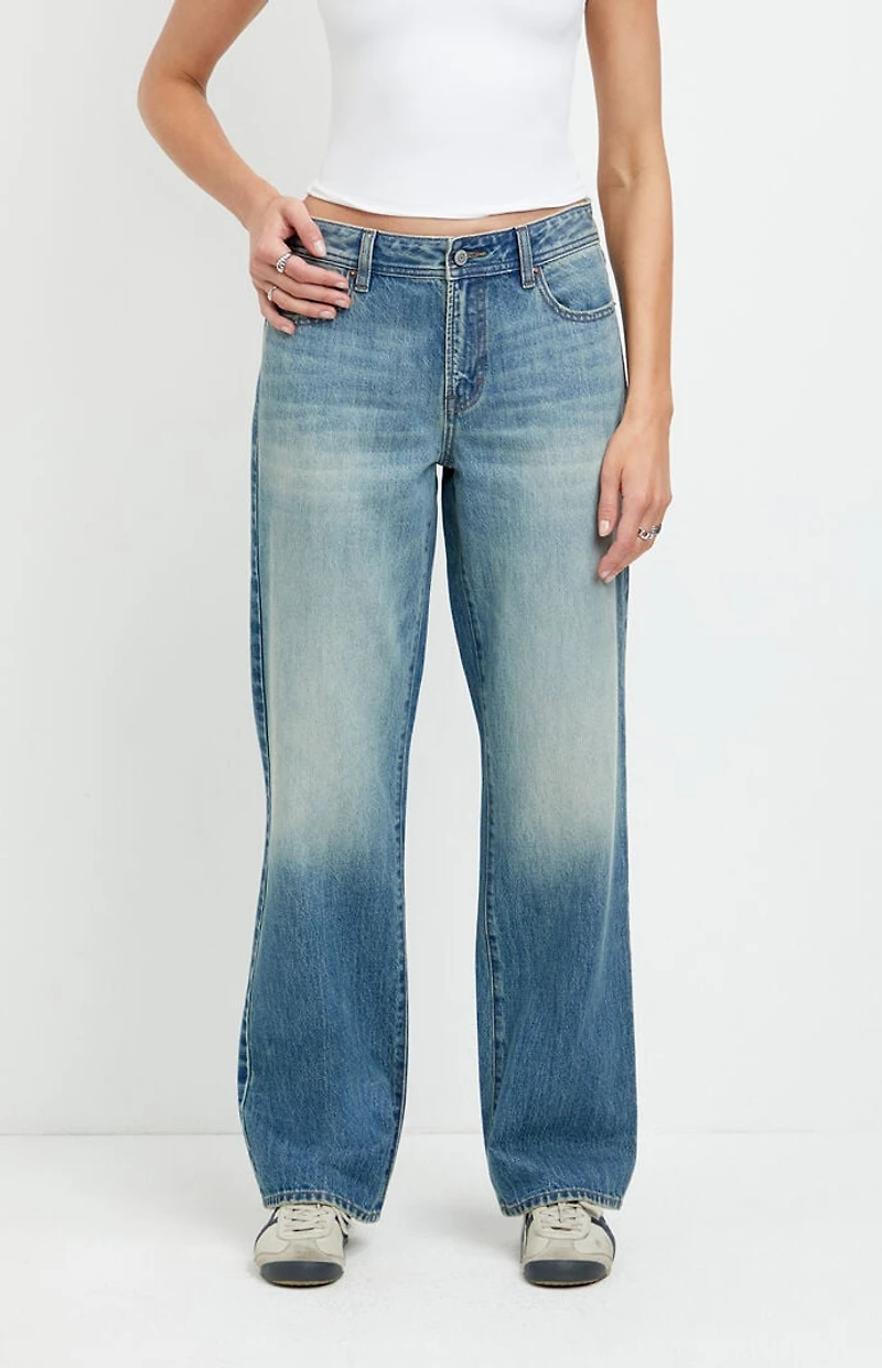 Pacsun Alex Relaxed Straight Jeans Medium Blue