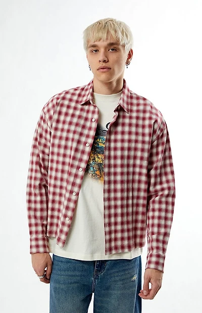Pacsun Red Plaid Long Sleeve Button Down Shirt