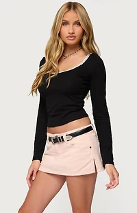 Edikted Contrast Lacey Long Sleeve Top