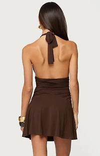 Edikted Rafaella Ruched Halter Mini Dress
