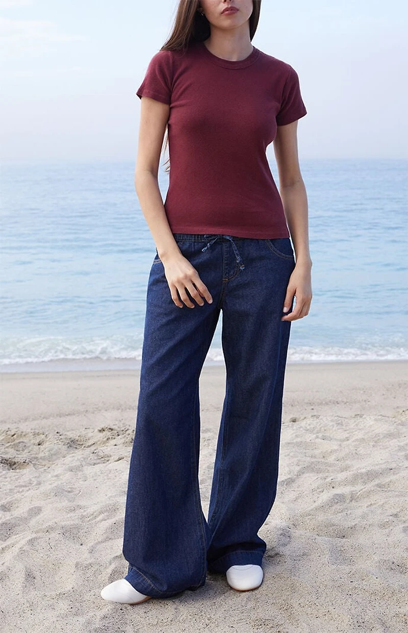 John Galt Burgundy Hailie Short Sleeve Top