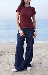 John Galt Burgundy Hailie Short Sleeve Top