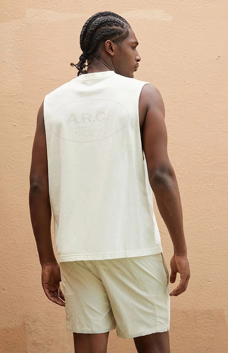 A.R.C. Off White Vintage Wash Cut Muscle T-Shirt