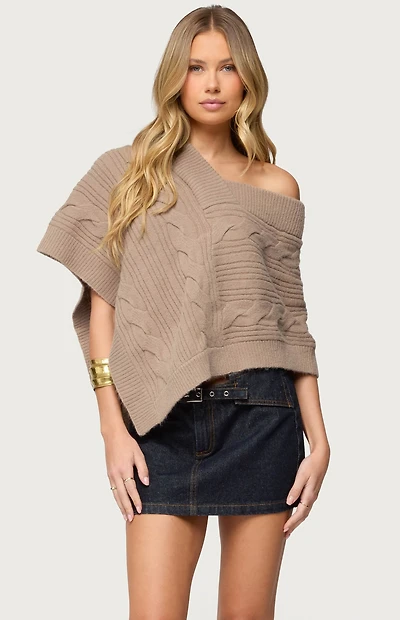 Edikted Vickey Cable Knit Poncho