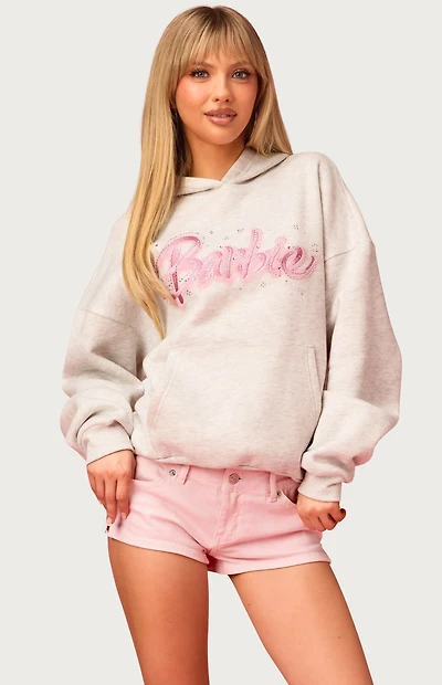 Edikted Barbie Rhinestone Oversized Hoodie