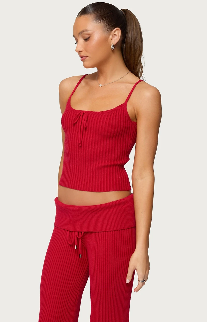 Edikted Adannah Tie Ribbed Knit Tank Top
