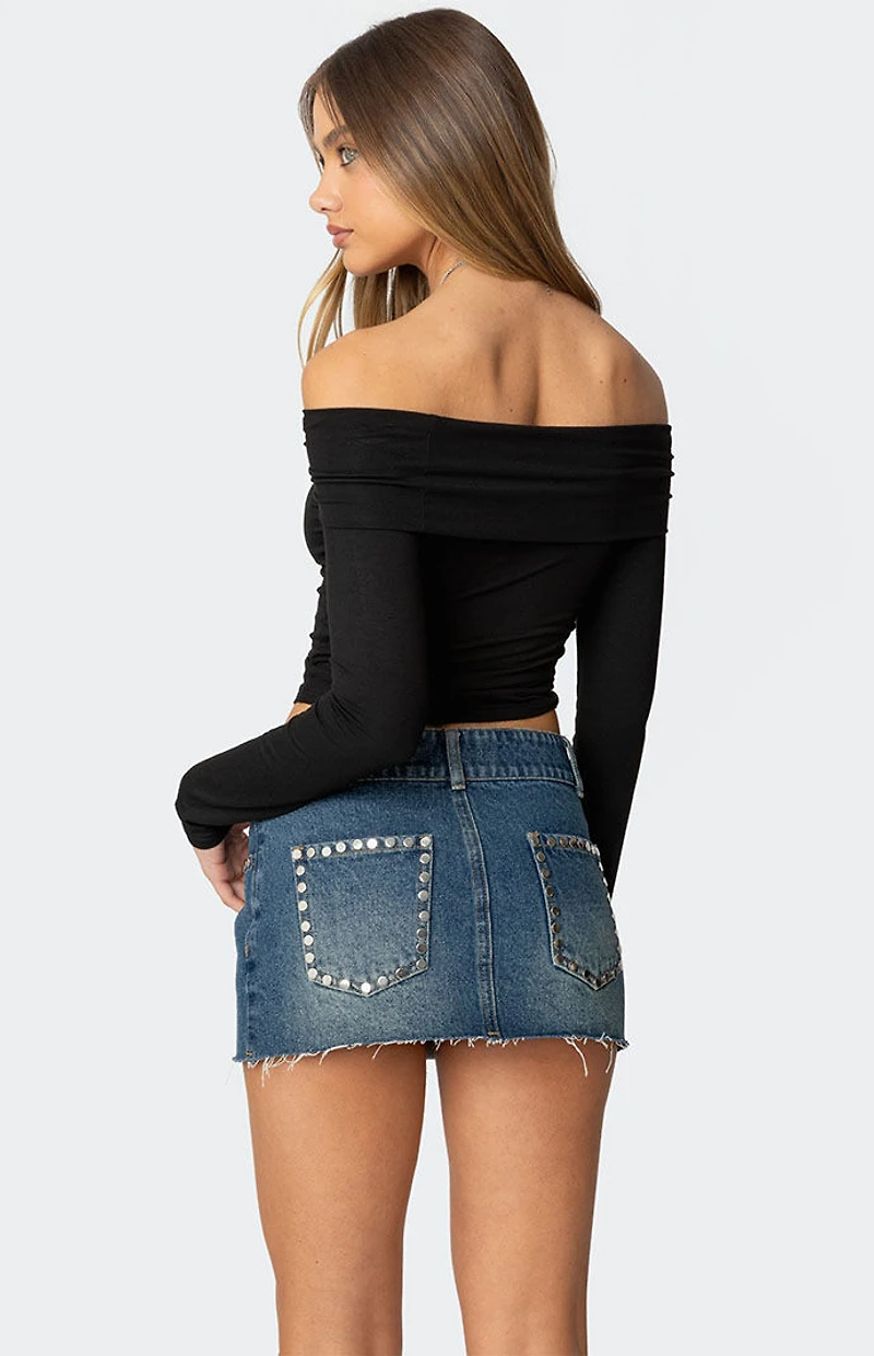 Edikted Lace Up Fold Over Top