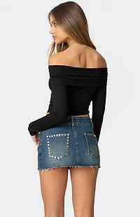 Edikted Lace Up Fold Over Top