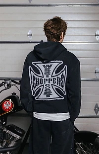 West Coast Choppers Frayed Cross Cropped Hoodie