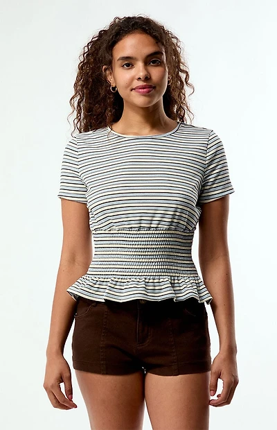 Daisy Street Striped Sea Short Sleeve Top