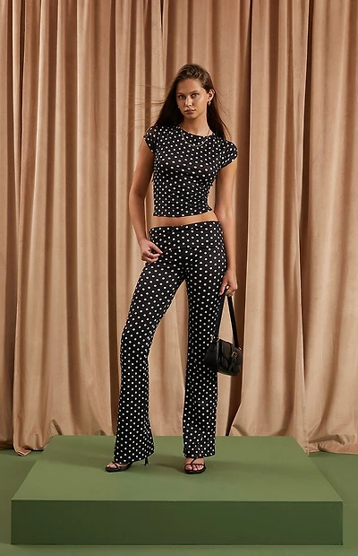 Beverly and Beck Polka Dot Flare Pants