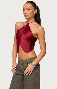 Edikted Hara Fringed Crisscross Backless Top