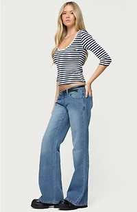 Edikted Poppie Striped V Neck Top