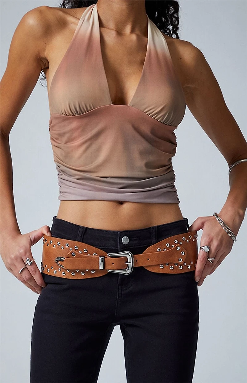 Pacsun Gemini Faux Leather Wide Studded Belt