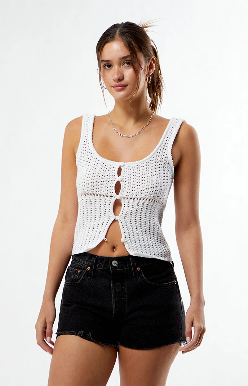 Your Favorite Mandy Crochet Button Front Tank Top