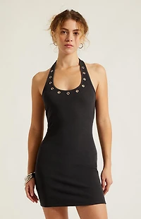 Third Charm Riley Studded Ribbed Mini Dress