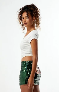 HYPE & VICE Miami Hurricanes Sequin Mini Skirt