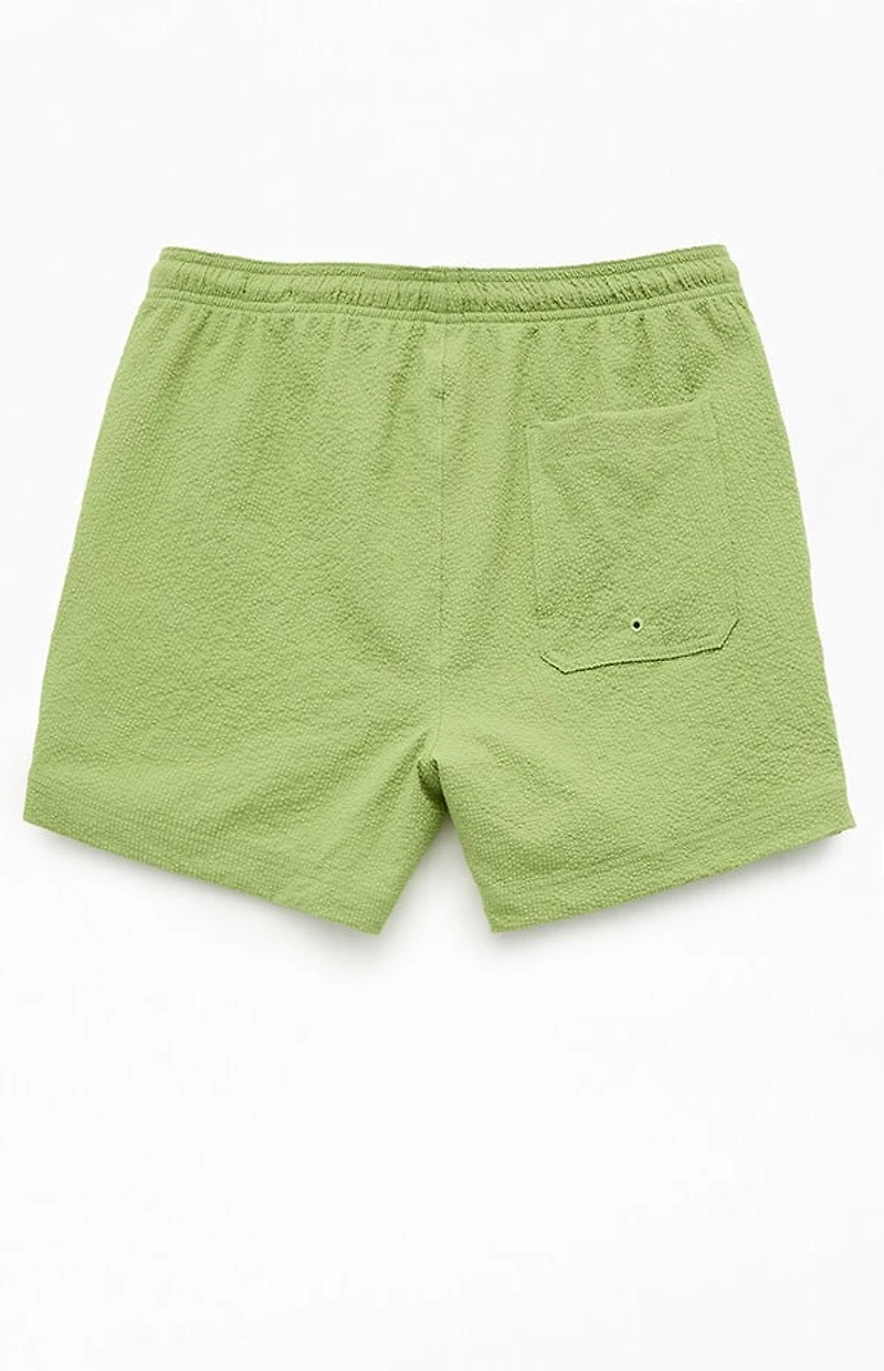 Pacsun Green Sail Seersucker 4.5" Swim Trunks