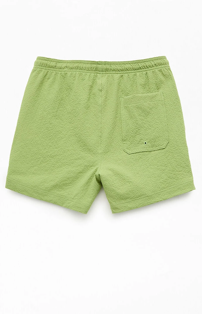 Pacsun Green Sail Seersucker 4.5" Swim Trunks